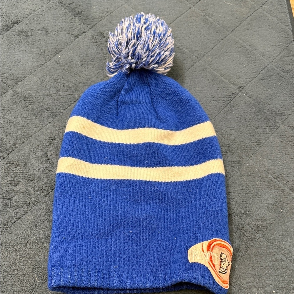 Under Armour Blue and Tan Kids Pom-Pom Beanie - Picture 4 of 7